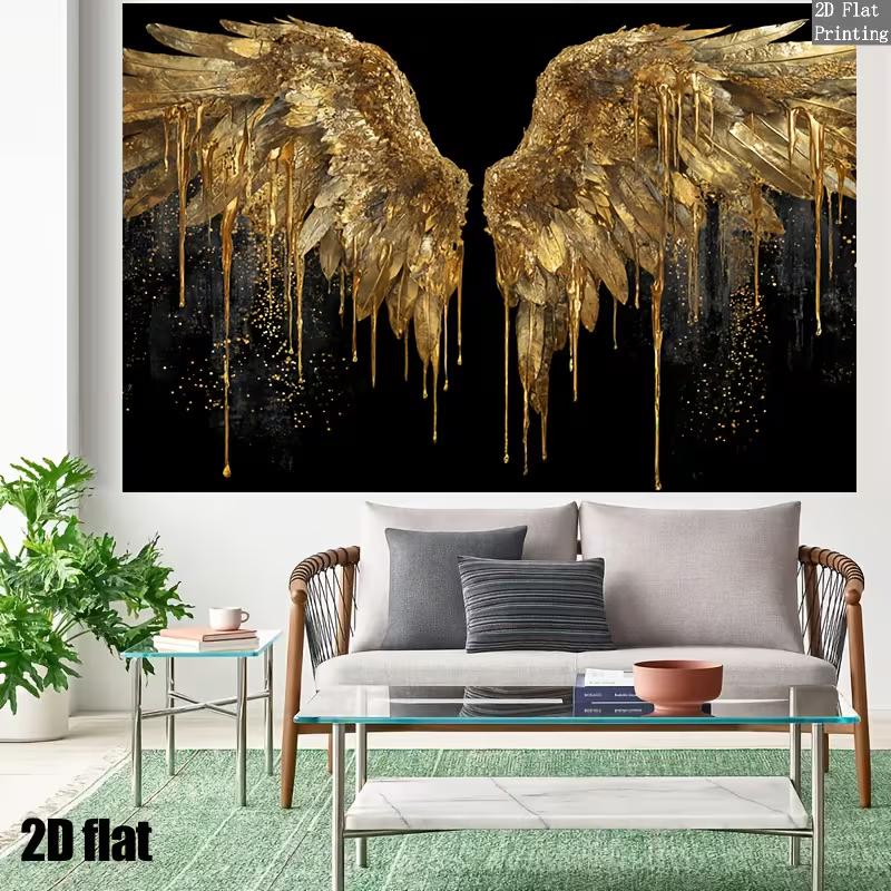 2D Golden Dripping Angel Wings Backdrop Studio Decor Banner