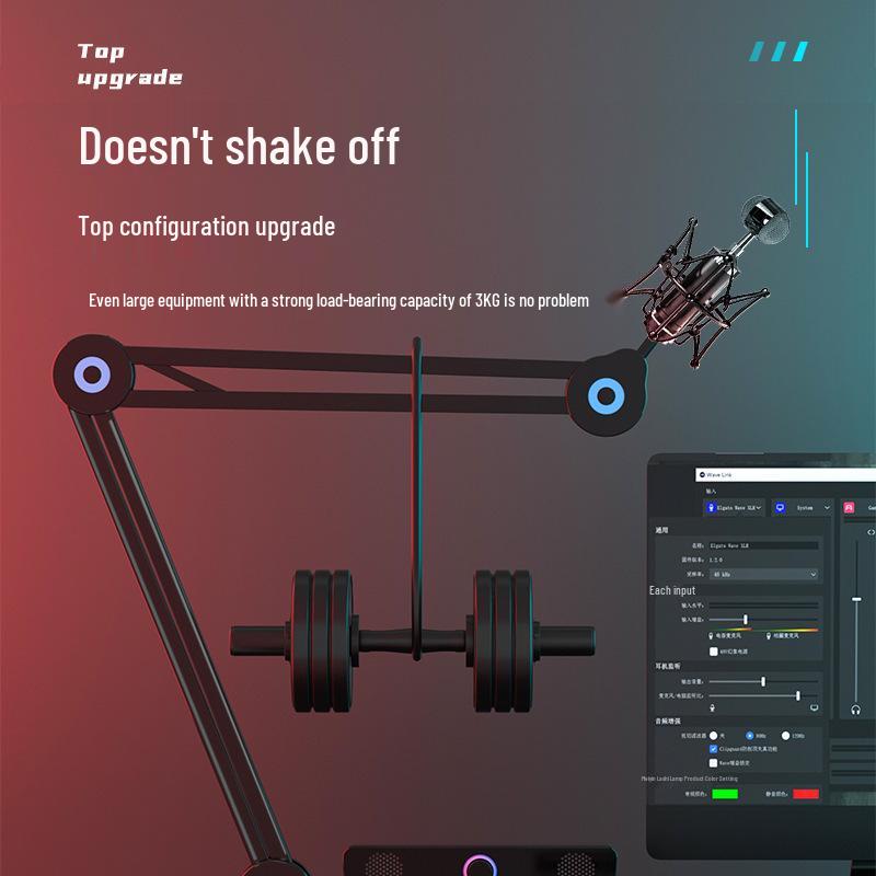 Multi-Groove Desktop Mic Stand: Versatile Boom for Live Broadcasts