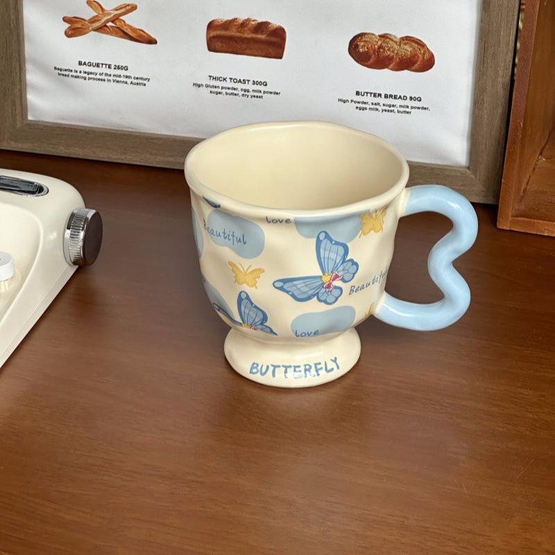 Ins styl prémiový motýlkový hrnek dárek k narozeninám pro dívky praktický keramický hrnek suvenýrový hrnek dárková krabička