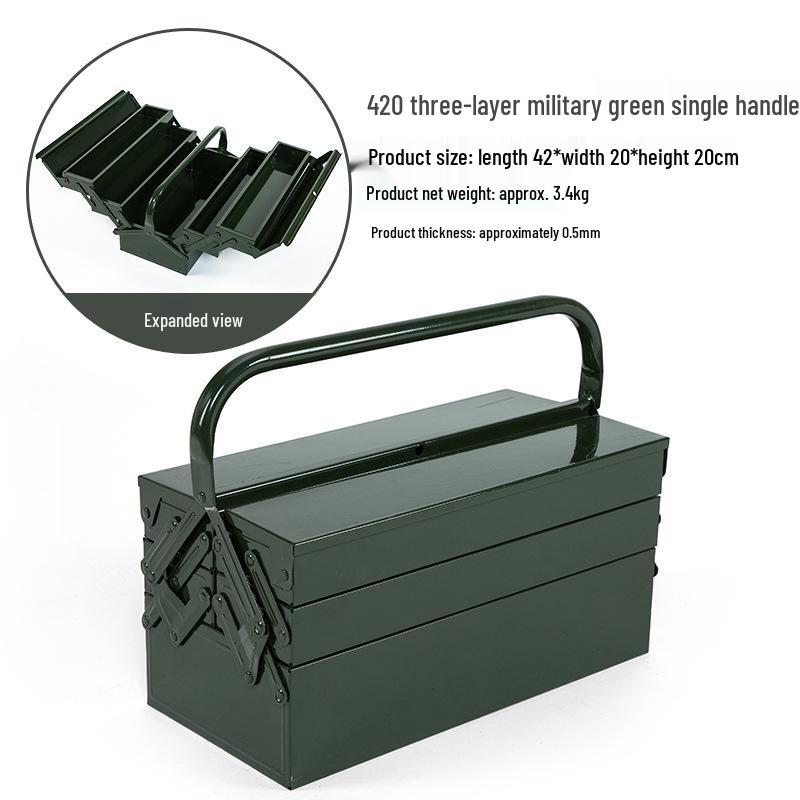 Qiyao Multifunctional Stainless Steel Toolbox with Three-Layer Storage