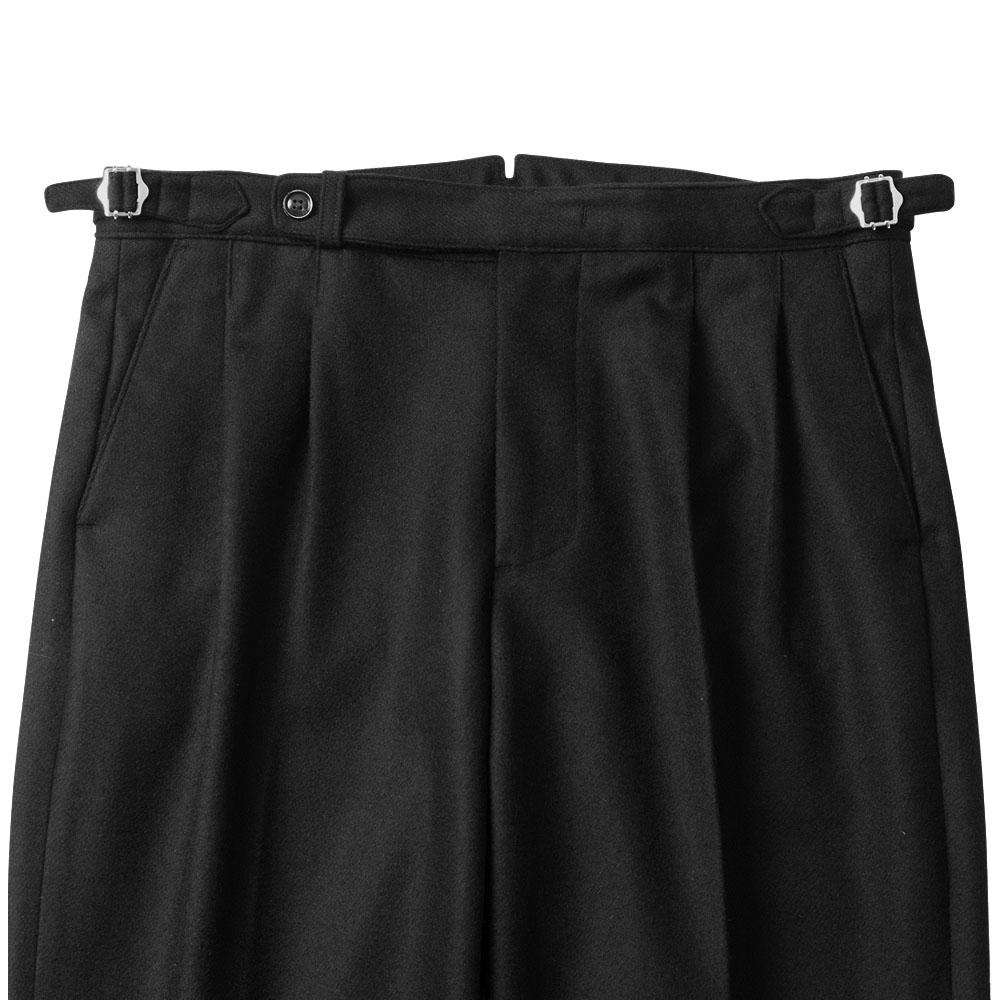 Solti W302 Reve Pleats Wool Trousers (Black)