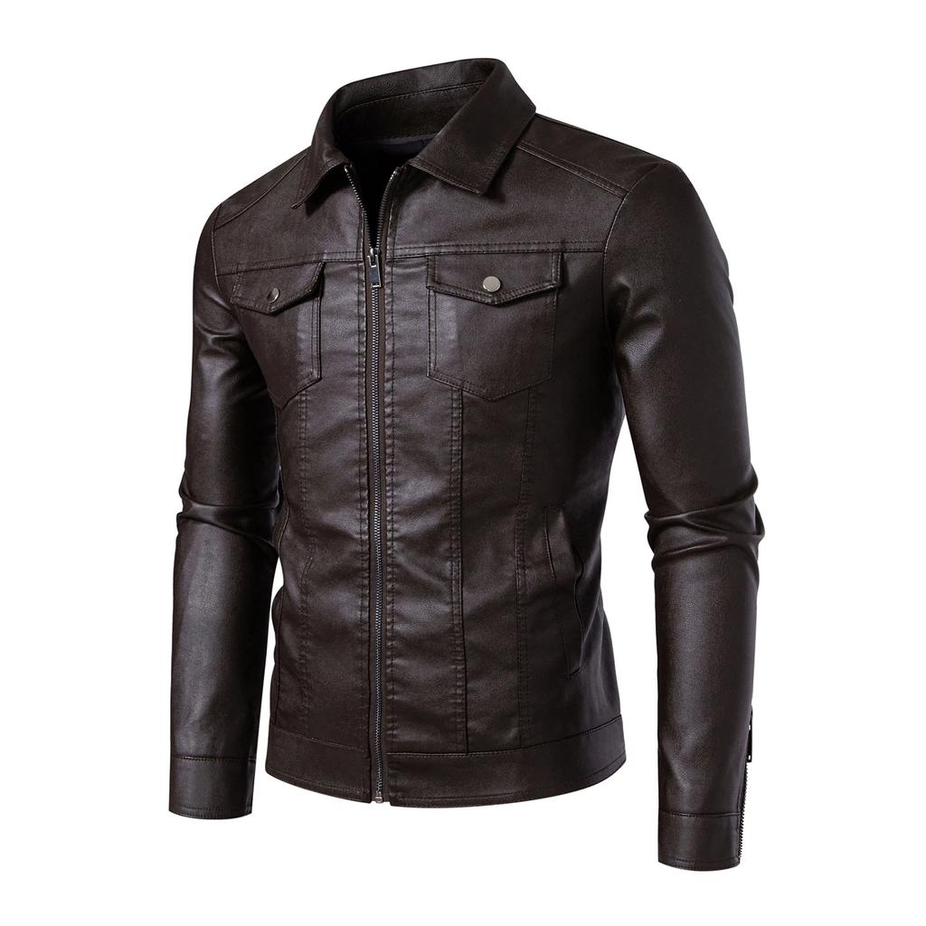 Autumn Men Casual Biker Jacket Men Pu Leather Coat Youth Leisure Faux Leather Jacket Male Loose Fit Mixed Leather Jacket
