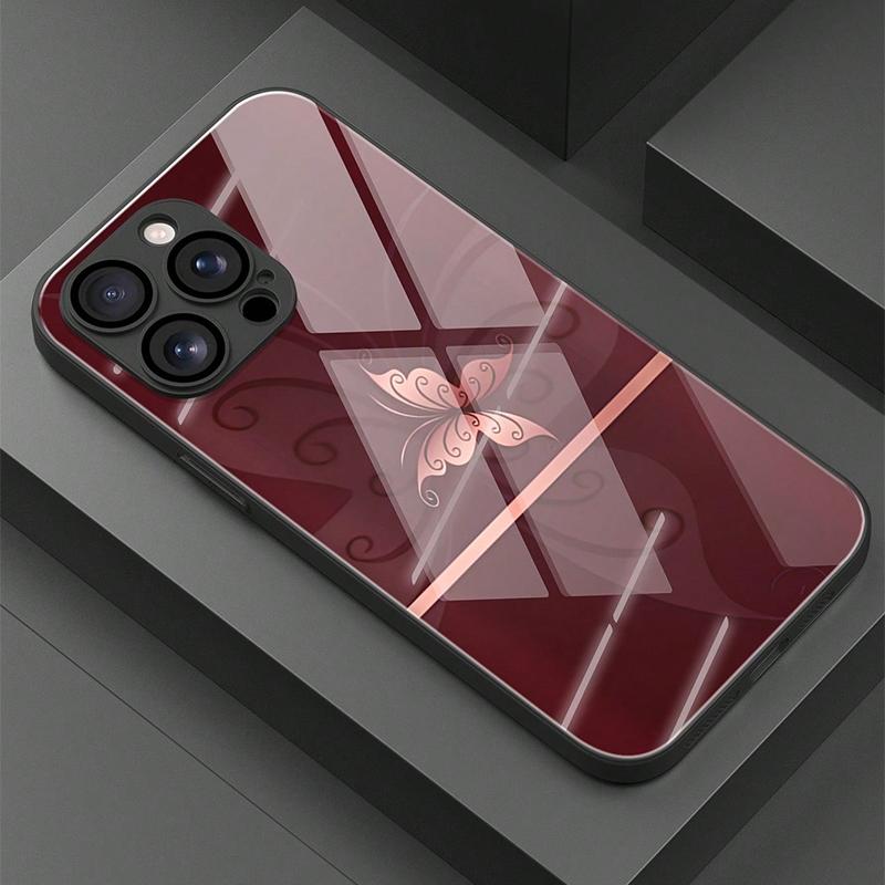 Goldene Rose Muster Gehärtetes Glas Handyhülle Für iPhone 17 16 15 14 13 12 11 Pro Max 17Air 16E 7 8 Plus XR XS X Stoßfeste Hülle