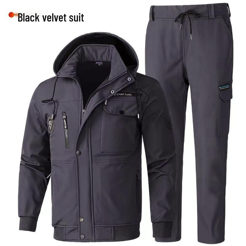 

Men s Fleece-Lined Camouflage Workwear Set - Thick, Warm, Dirt & Wear-Resistant, Cold-Proof Cotton for Autumn/Winter. 170 (110-120 kg)