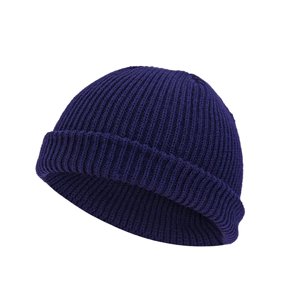 Retro Dome Melon Cap: Warm Knitted Solid Color Beanie Wool Hat