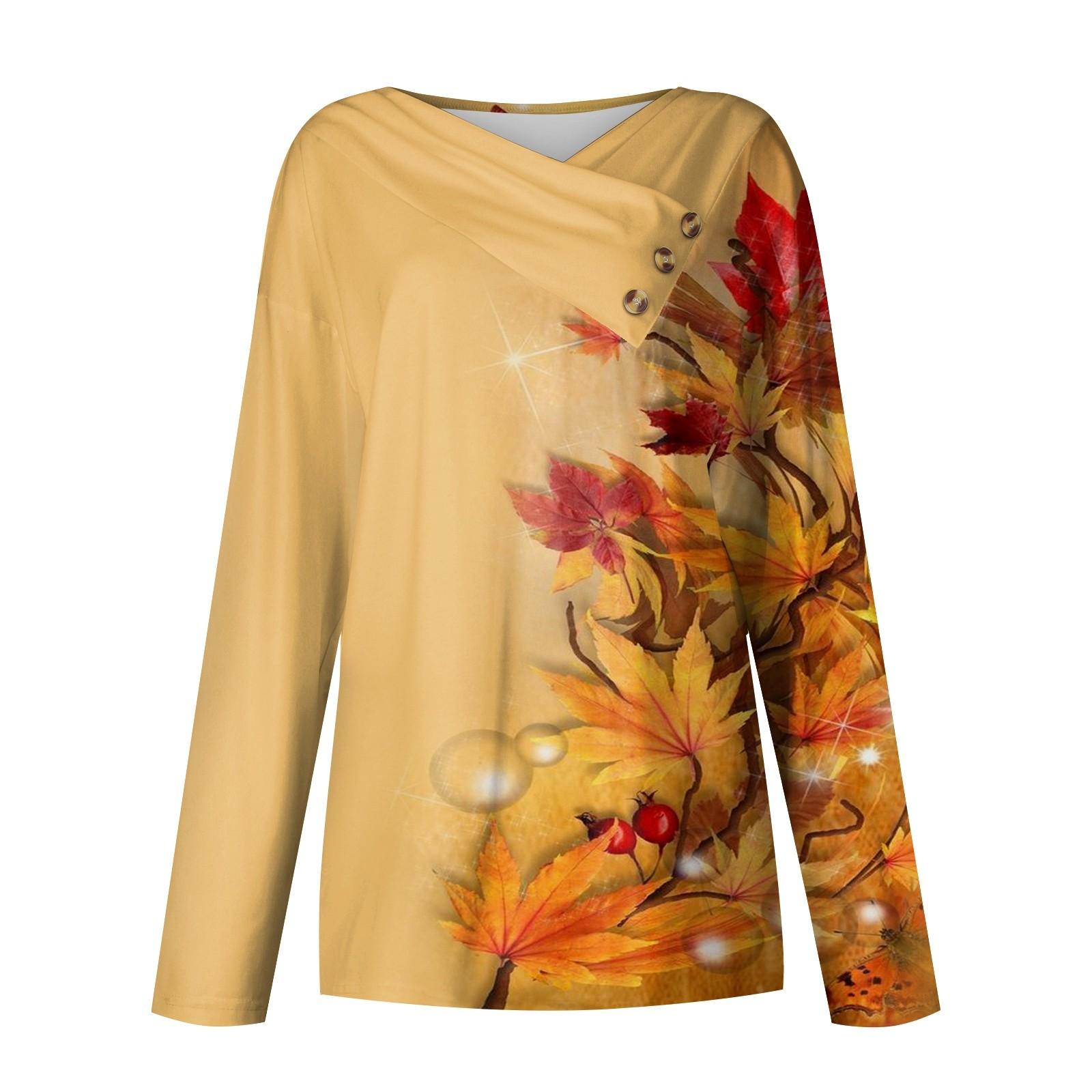 

Женские топы, повседневные рубашки с длинными рукавами и пуговицами на шее, модные лоскутные блузки с винтажным принтом, футболки XL оранжевый