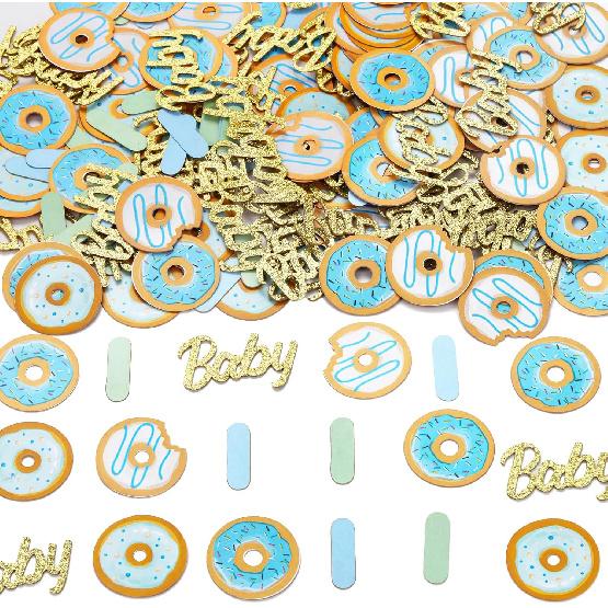 JOYMEMO 200 Pieces Donut Sprinkled With Love Confetti for Boy, Baby Shower Decorations, Baby Blue Donut Table Sprinkles Party Supplies