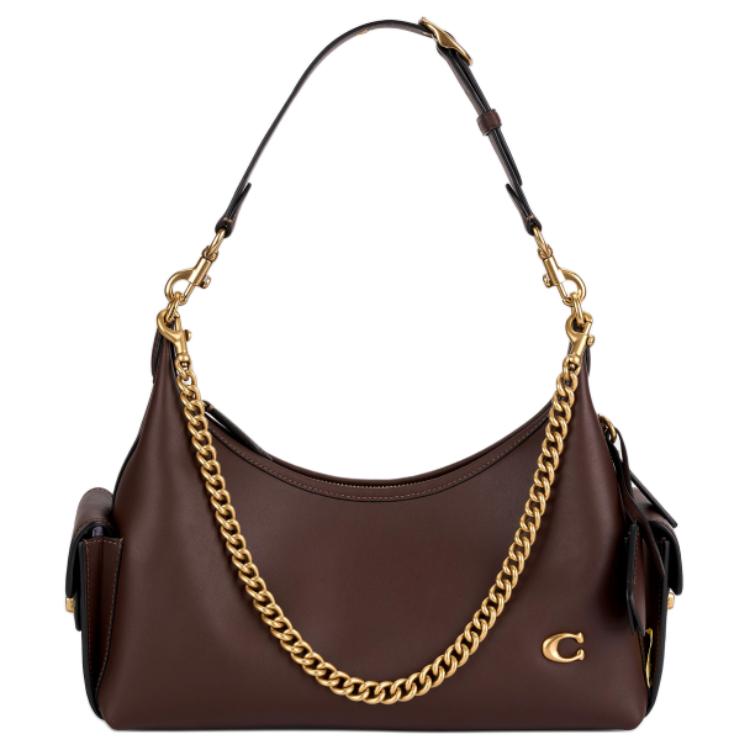 Coach Women's Brown Pocket Juliet 30 Top Zip Tote Bag With Detachable Handle And Shoulder Strap Handbags Maple- Cdz70-B4mpl