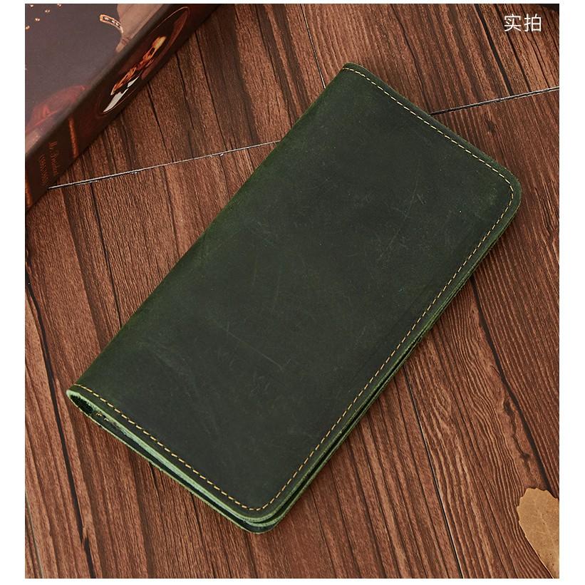 2025 Men's Crazy Horse Leather Wallet Retro Business Card Holder Real Cowhide Multi-card Clutch with Patina Finish