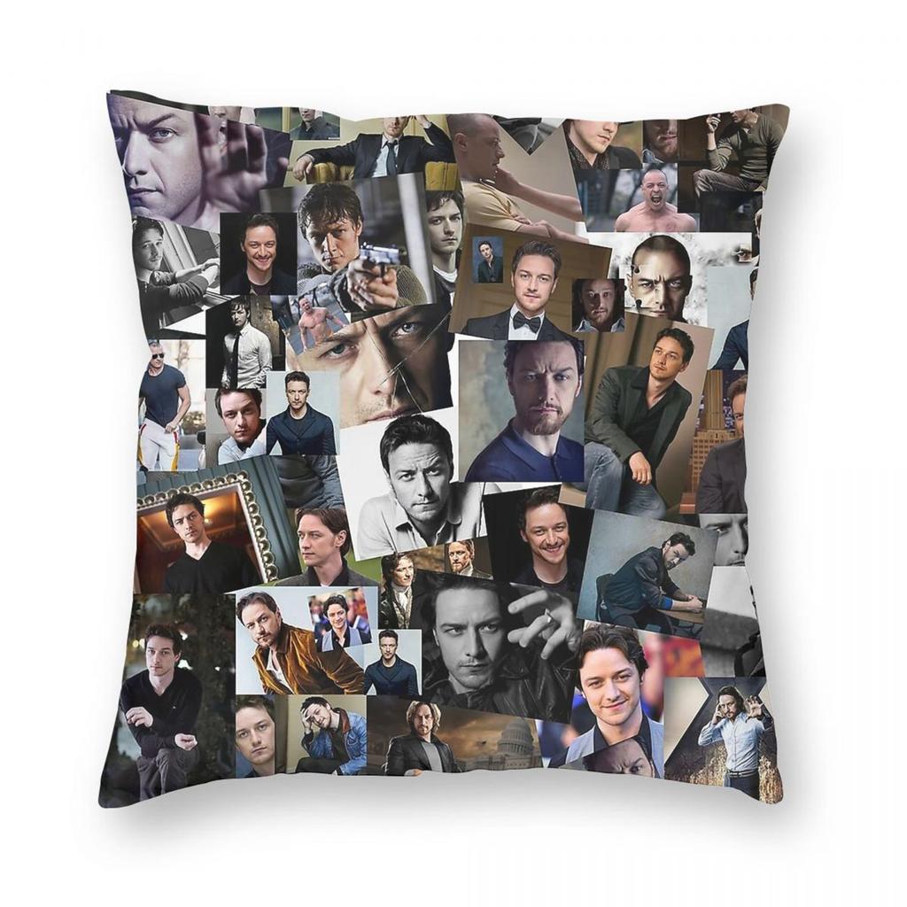 James Mcavoy Collage Square Pillowcase Polyester Linen Velvet Creative Zip Decorative Pillow Case Bed Cushion Cover x
