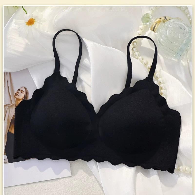 Women Seamless Invisible Thin Wireless Comfortable Push Up Sleep Bra With Thin Straps