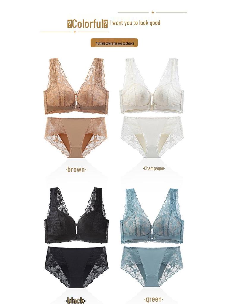 Damen Bügelloser Push-Up-BH mit Frontverschluss - Anti-Hänge-Effekt, Dünner Stil, Seitenstütze und Schönes Rückendesign