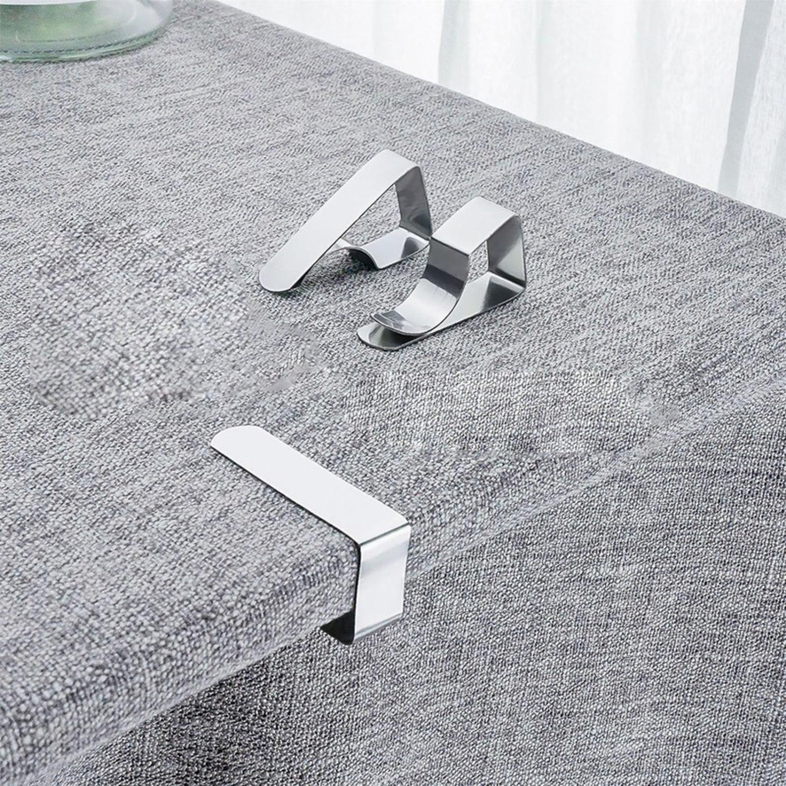 

Stainless Steel - Tablecloth Clamps Non- Securing Holder Wedding Camping Promenade Table Cloth Cover Fix Clips one size срібний