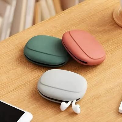 Scatola Portaoggetti Mini per Cavi Dati Auricolari in Silicone, Portachiavi, Rossetto, Mini Borsa Portaoggetti, Verde, Grigio Chiaro, Rosso