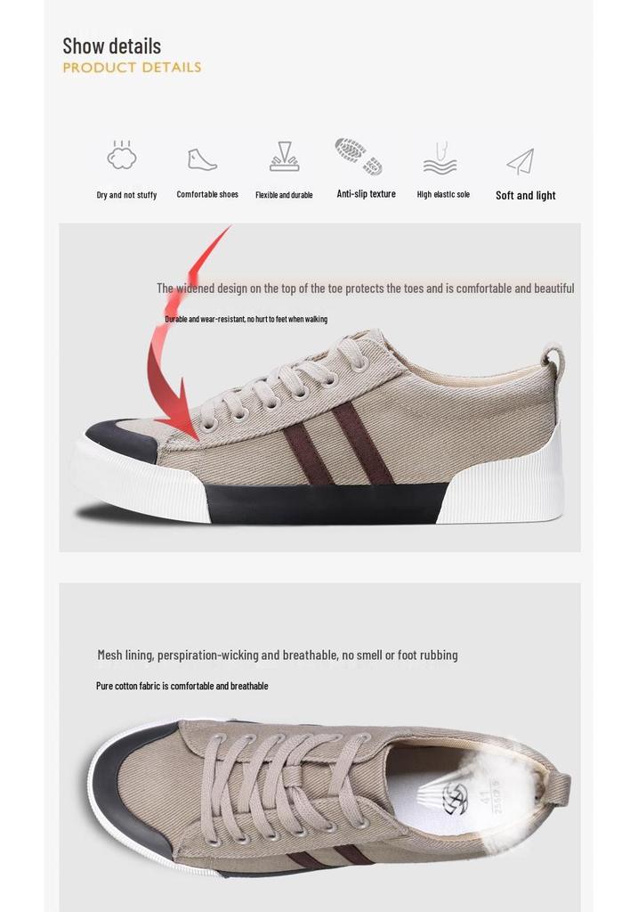2026 Spring Men's Trendy Korean-Style Casual Canvas Shoes - Versatile & Comfortable Flat Bottom Sneakers