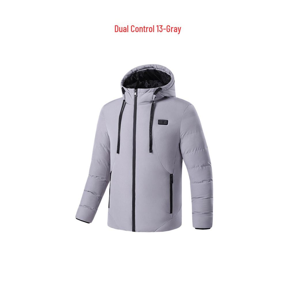Men's Smart Heated Winter Jacket with Hood - Warm, Constant Temperature, Cold-Proof Cotton Coat