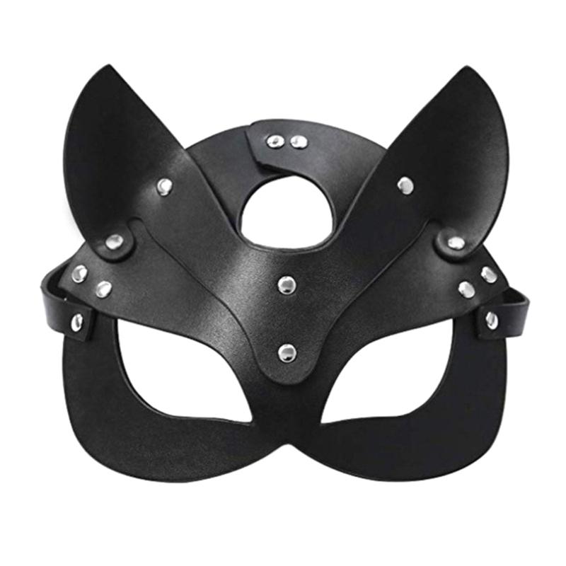 Elegante Catwoman Kostümmaske Premium PU-Leder Atmungsaktives Design für Maskenbälle Partys Rollenspiele