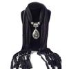Females Little Rhinestone Pendant Long Resin Shawl Scarf Women Necklace Scarf with Pendant