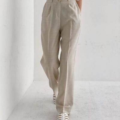C S In The Room StretCh pIntuCk Straight Wide SlaCkS 3Color 5Size