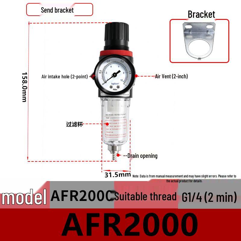 Airtac Air Source Processor Set: AFC2000 Oil-Water Separator, Air Filter, Pressure Regulator