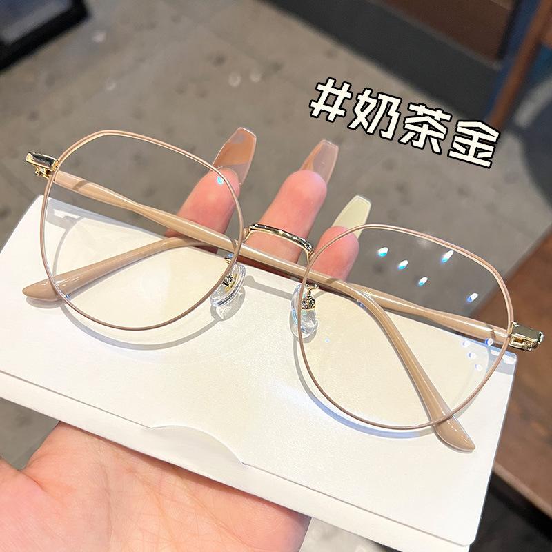 Gold Silk Myopia Glasses Women'S Anti-Blue Light Large Frame Flat Light Degree Ultra-Light Korean Version Tide Plain Artifact Eye Frame Frame Frame