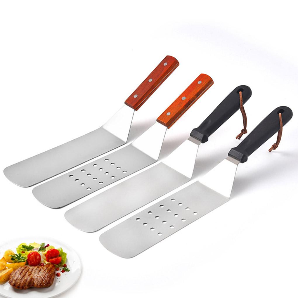 Spatula Kitchen Turner Stainless Steel Grill Cooking Utensil for BBQ Beef Steak, Slotted Turner with Plastic Handle