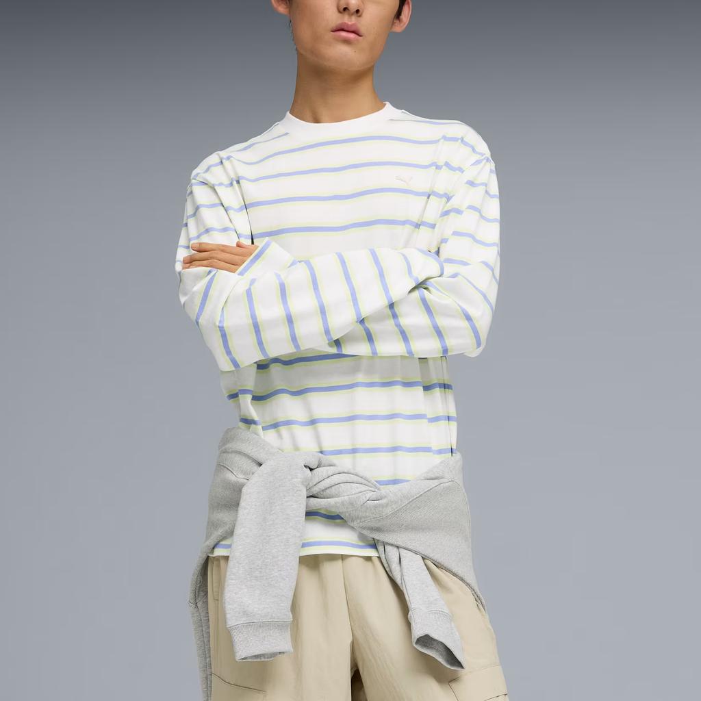 Puma Select Essentials Striped Long Sleeve T-Shirt Men tops 63473102