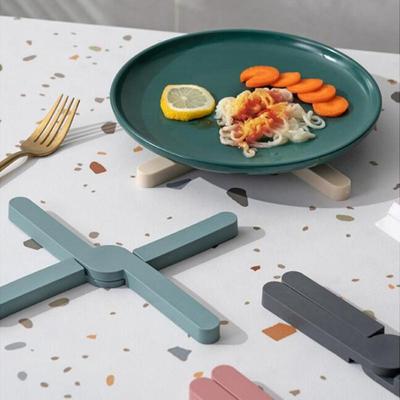 Rutschfestes, hitzebeständiges Silikon-Tischset – faltbare Tischmatte, Topf- und Pfannenhalter, Geschirrteller, Untersetzer für das Essen in der Küche