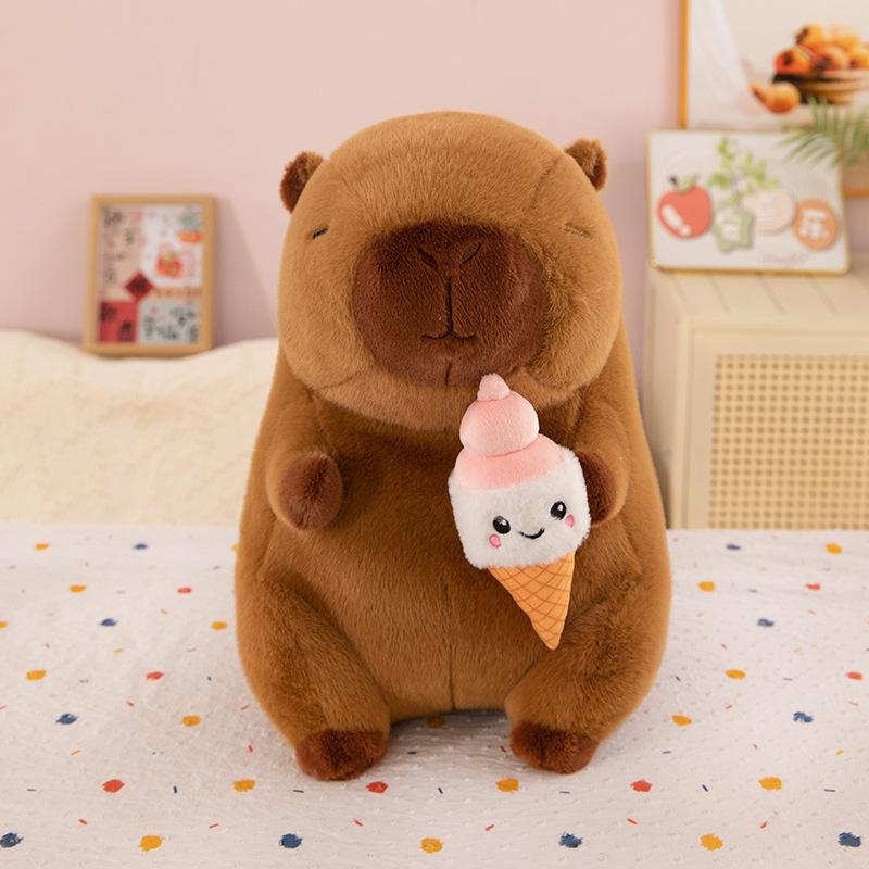 

Кукла-капибара из мороженого, милая плюшевая игрушка, большая кукольная машина, обмен 25cm