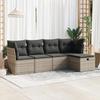 VidaXL Garden Furniture 5 Pcs with Grey Cushions Wicker, Outdoor Sofa Set, Corner Sofa Set 3325266