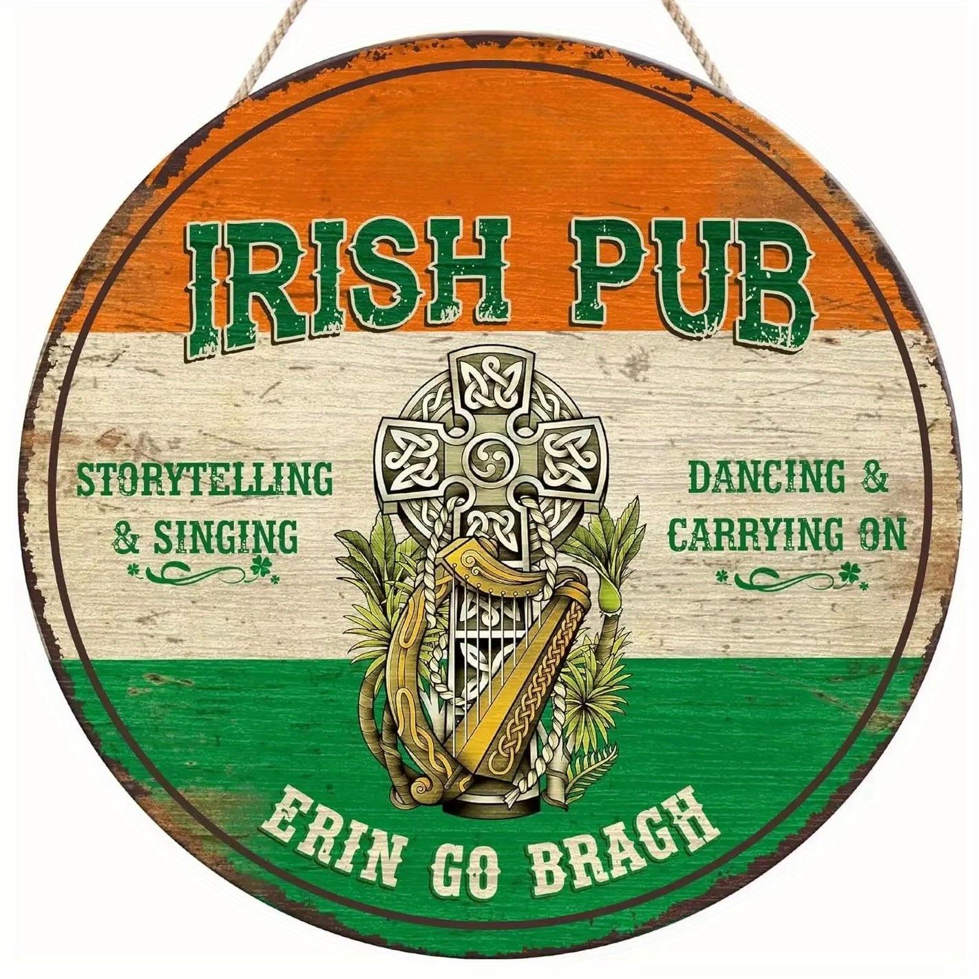 

1 шт. 2d Плоский ретро-украшенный уличный ирландский бар ко Дню Святого Патрика круглый деревянный знак - 20 см, знак Lucky Grass, подходит для семейного бистро 20cm*20cm красный