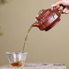 Chinese Yixing Purple Clay Teapot Large Capacity Beauty Tea Pot Handmade Bamboo Leaf Zisha Kettle Household Teaware Gifts 380ml