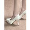 Temperament white French wedding shoes senior 2025 new pearl pointed bridal bridesmaid dress single shoes