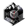 Mountain Skiing Sign Wall Clock Skier Extreme Winter Sports Decoration Ski Vinyl Record Wall Clock Skiing Decorative Clock Watch