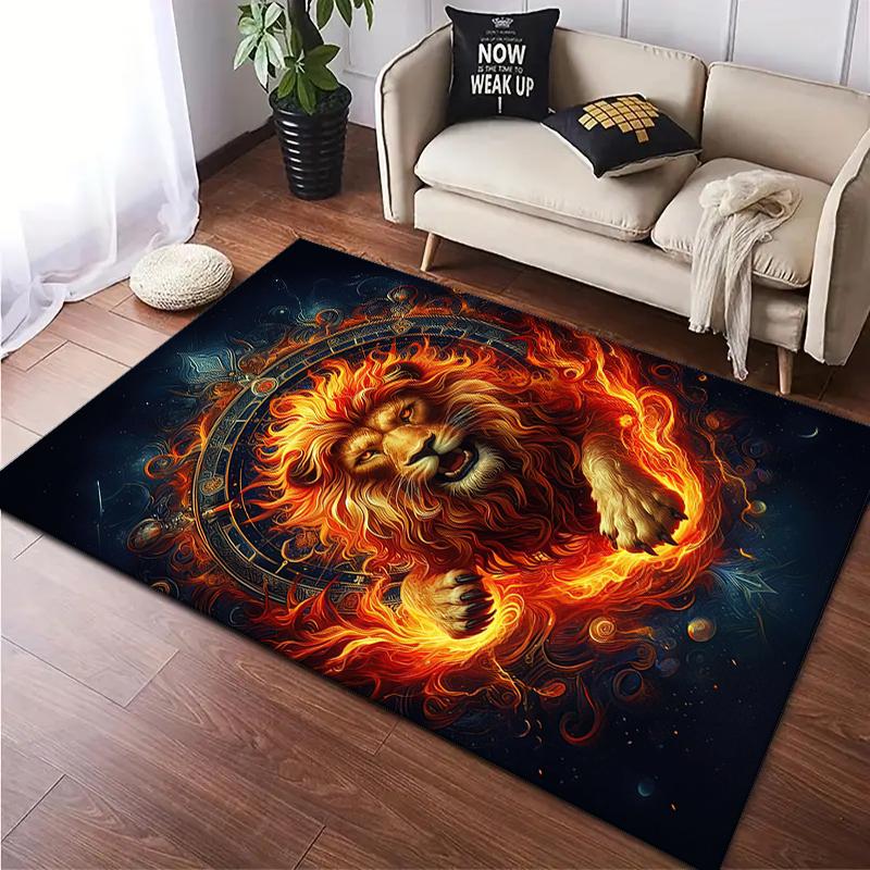 Tappeto Tappetino Stampato con Motivo Leone 1Pz per Soggiorno Camera da Letto Casa Decorazione Divano, Tappetino Antiscivolo Tappetino per Pavimento
