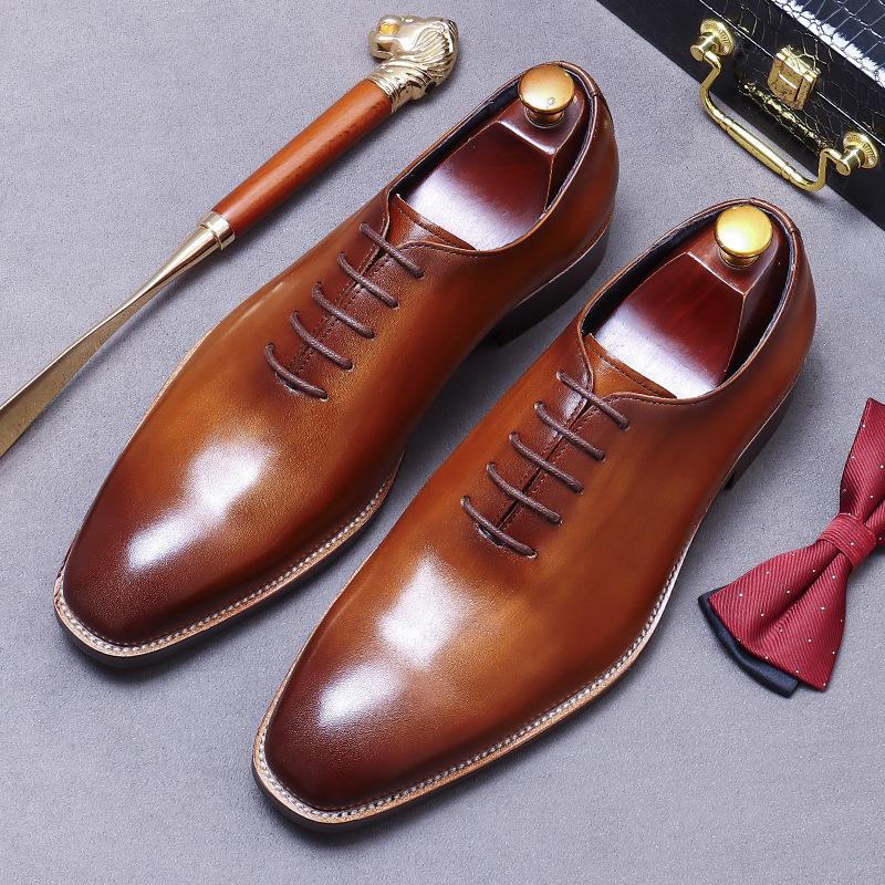 Men's Genuine Leather New Business Dress Leather Shoes Men's Cowhide Simple Whole Leather