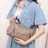 Dropped Pattern First Layer Cowhide Women Single Shoulder Crossbody Simple Multi-Compartment Dumpling Bag Large Capacity Aunt Mother Bag