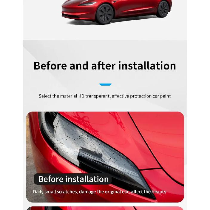 Scheinwerferschutzfolie für Tesla Model 3+ TPU Transparent Rauchschwarz Scheinwerferfolie Neues Model 3 Highland 2024 Autozubehör