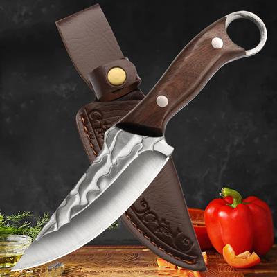 Cuchillo de deshuesar de carnicero Acero Inoxidable Machete para carne Cuchillo para filetear Cuchillo para pescado Cuchillo de frutas para el hogar con funda