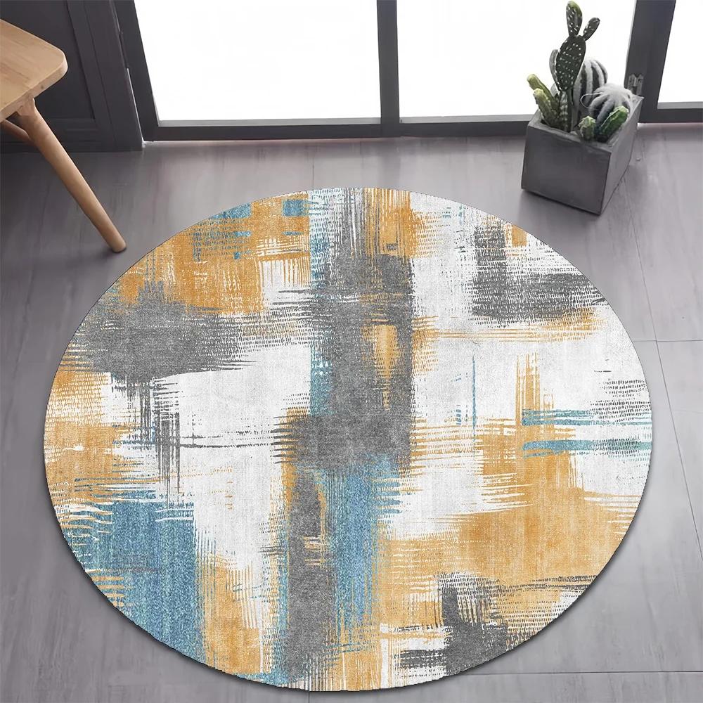 26 Stil Yeni Bohem Soyut Modern Sanat Geometri Sanatı Yuvarlak Halı Kilim Yatak Odası Oturma Odası Dekorasyonu için,evcil Hayvan Dekorasyonu Zemin Matı