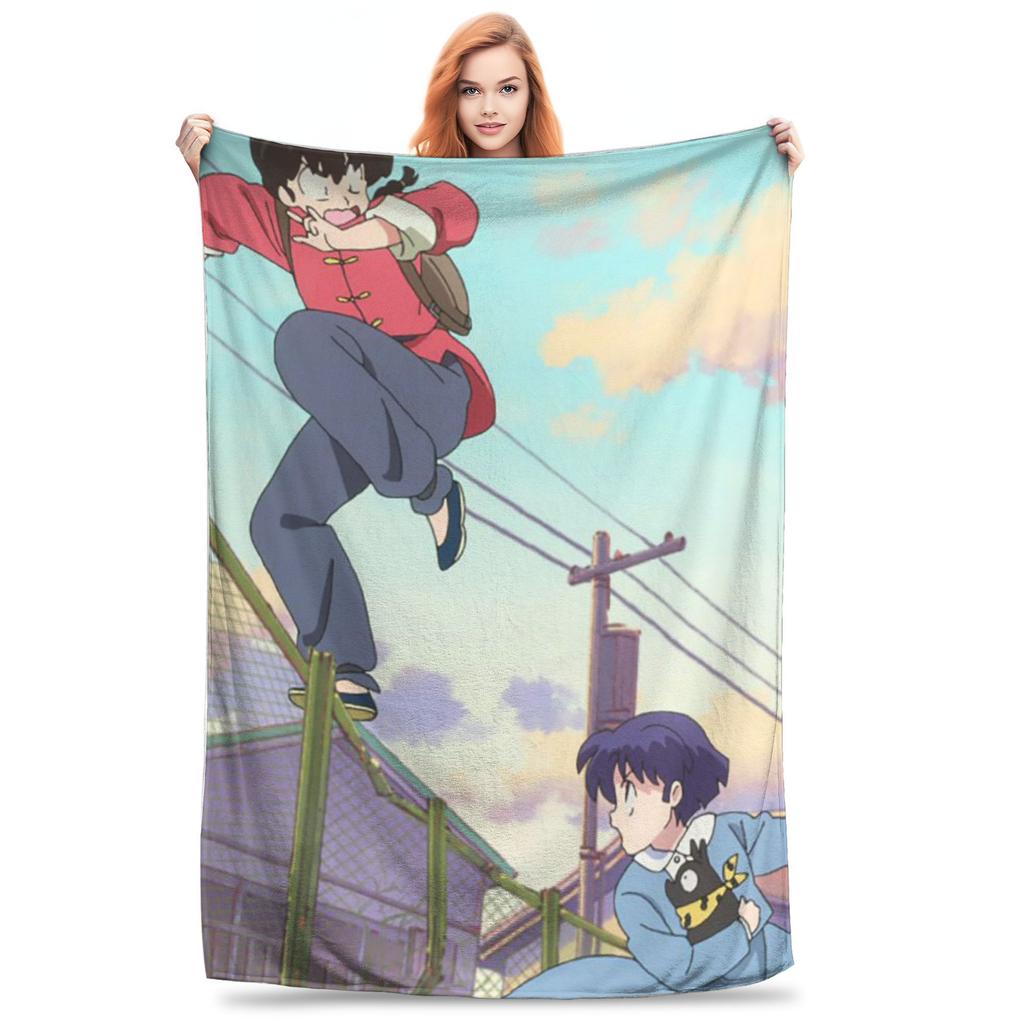 P-chan Ryoga Lost Pig Ranma 1⁄2 Adventure Comedy Blanket Super Soft Throw Blanket for Sofa Bedding Travel Throws Bedspread Quilt