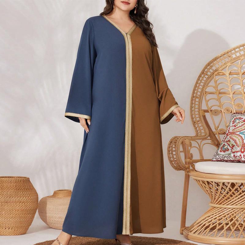 

Плюс Размер Сращивание Свободные Модные Темпераментные Женские Платья Большое Длинное Платье 4XL верблюд