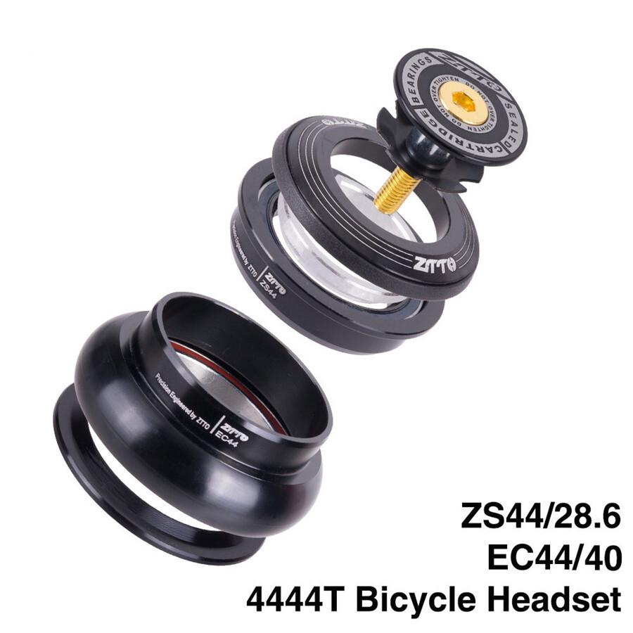 44mm Road Bike Sealed Bearings Headset For 1-1/8 to 1.5" Tapered Tube Fork Black