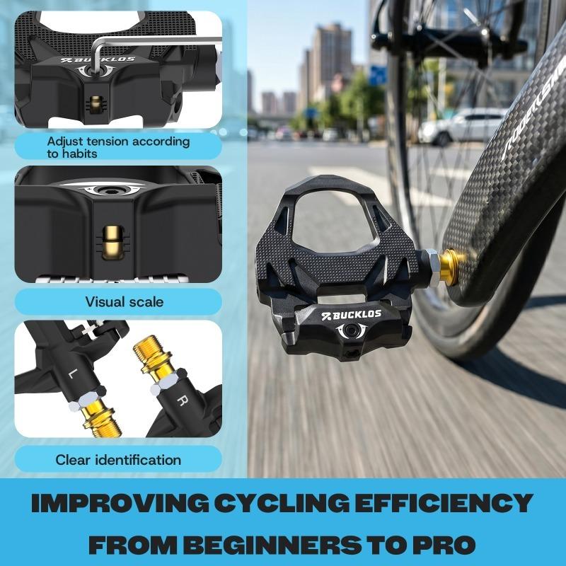 BUCKLOS Yol Bisikleti Pedalları SPD-SL için Bisiklet Kendinden Kilitli Pedal Kilit Plakaları ile Aşınmaya Dayanıklı Bisiklet Yarışı Klipsiz Pedallar Ultra Hafif
