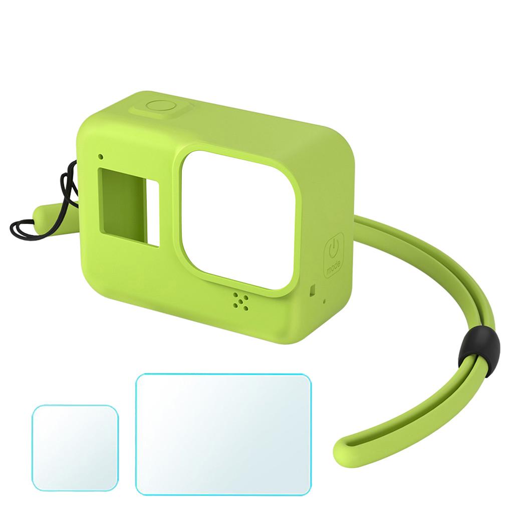 Soft Silicone Protective Housing Cover Case+Tempered film for Go-pro 8 Black