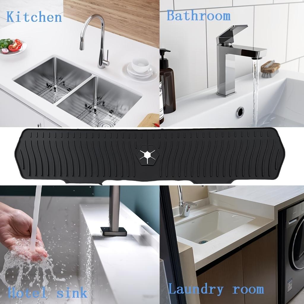 1/2pc-Silicone Faucet Water Catcher Mats,Kitchen Sink Spill-Proof Drying Pads,Anti-Slip Drain and Splash Guard Water Catcher Mat