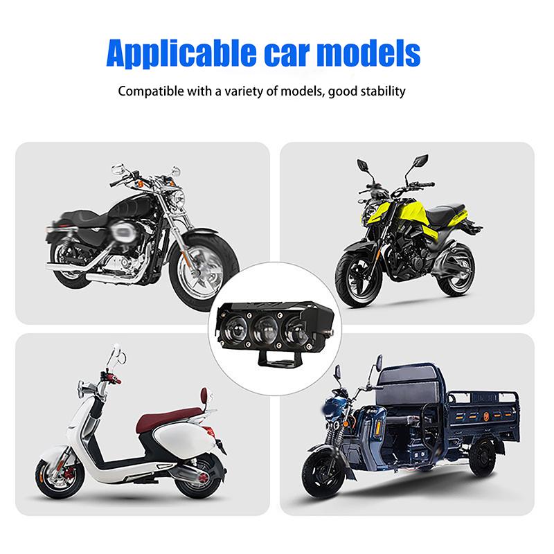 3 Eyes LED Motorcycle Spotlight Work Lamp Hi Low Beam Fog Light For Car SUV Truck Mini Lens Driving Off Road