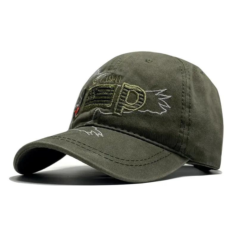 JYL TS DIY Trucker Baseball Cap Vintage Outdoor Hat Cotton Blend Armygreen_M(56-58cm)