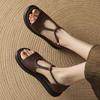Retro New Style Open-toe Flat Sandals for Women, Soft Leather Sole, Anti-slip, Versatile and Stylish Shoes