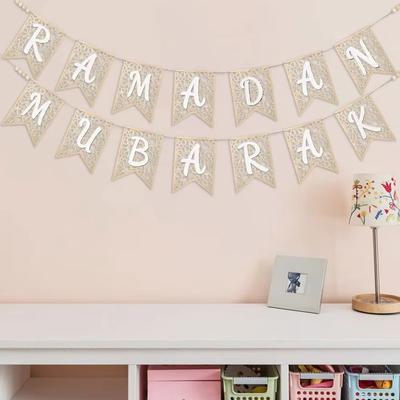 Dekoratives Mubarak-Banner Holz Eid Hängende Ornamente Eid Dekoration Ramadan-Banner Wand